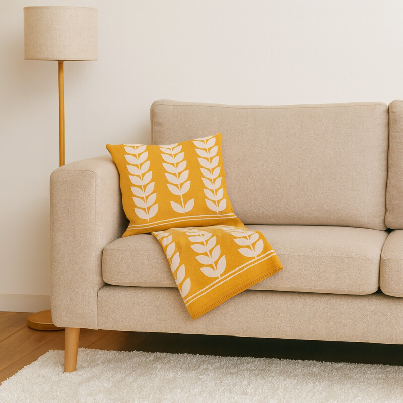 Manta de Algodon Flores 1.25mx1.5m - Mostaza Manta de Algodon Flores 1.25mx1.5m - Mostaza