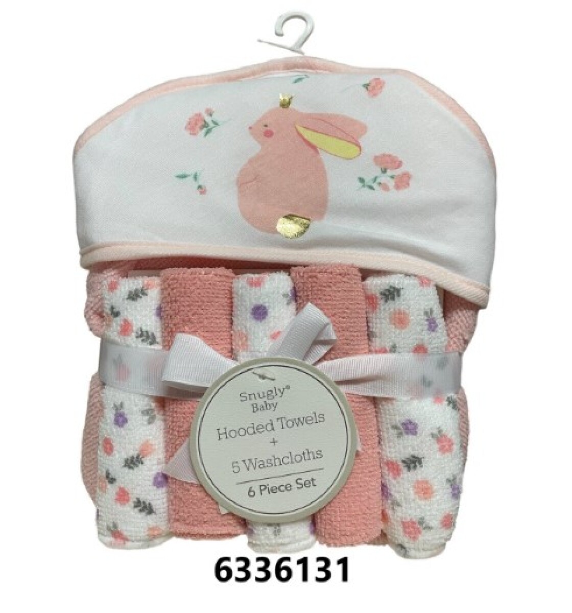 Set toalla + 5 Babitas - Diseño Conejita y flores 