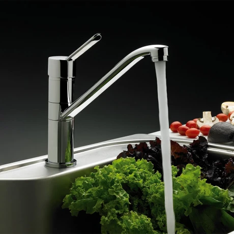 Griferia Monocomando De Cocina Pico Bajo Cromada Para Mesada 000
