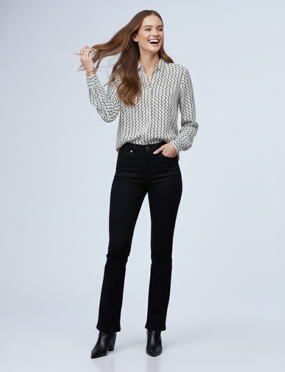 Camisa Print - Blanco/negro 