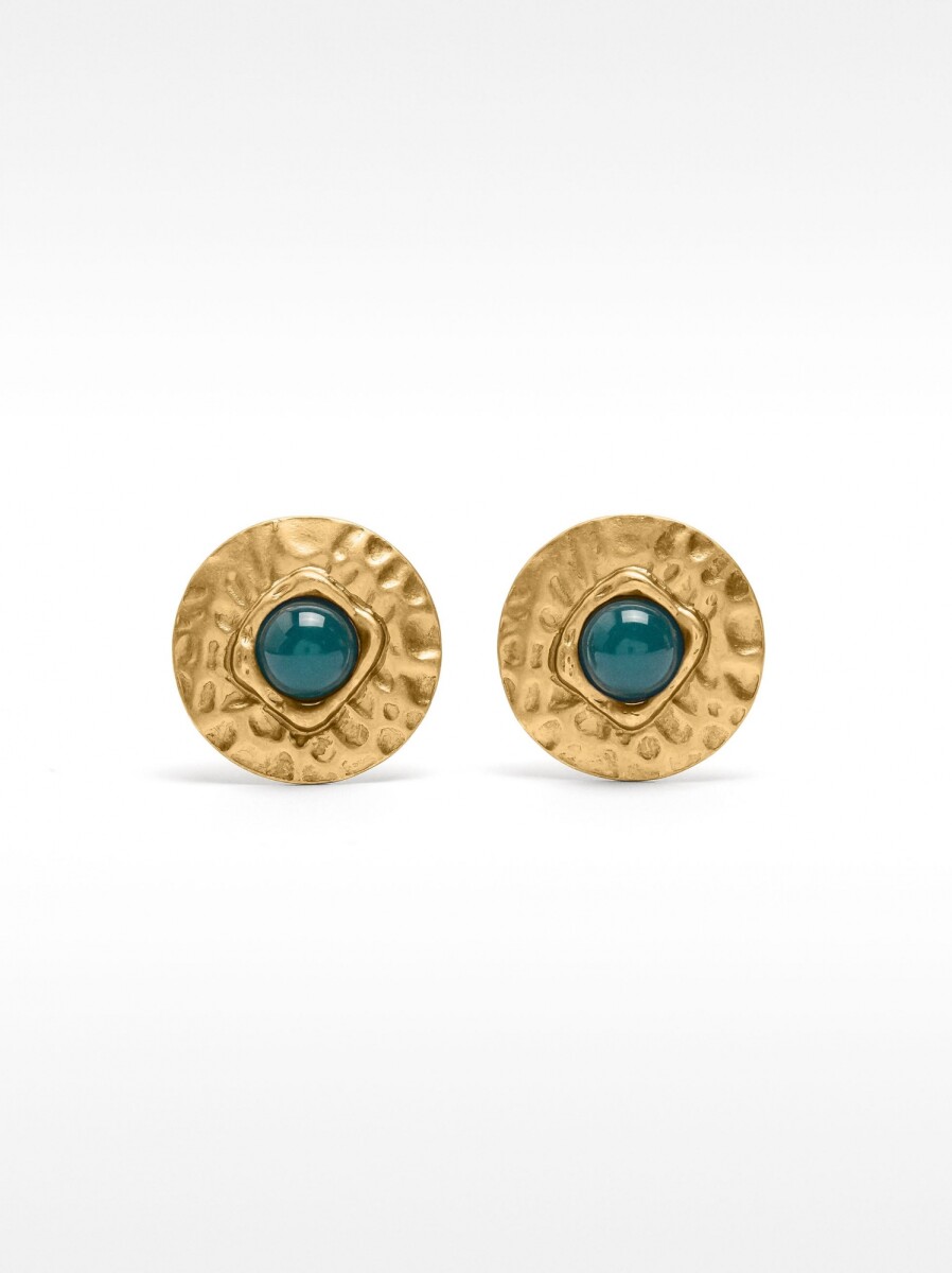 Pendientes Redondos Con Detalle De Color - dorado 