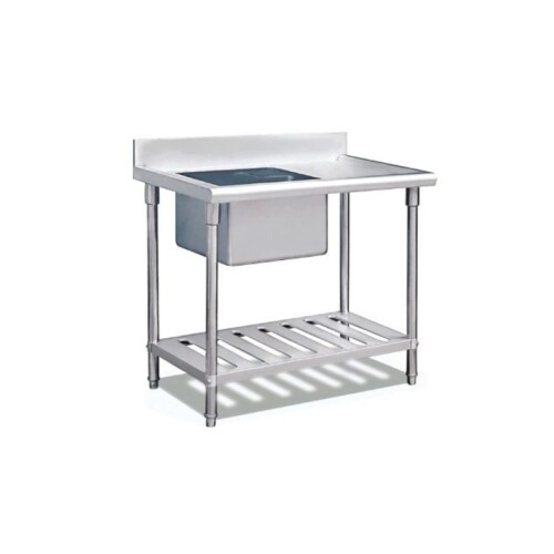 Mesa de Trabajo Inox. con Bacha y Respaldo Sanitario Perpetua Mesa de Trabajo Inox. con Bacha y Respaldo Sanitario Perpetua