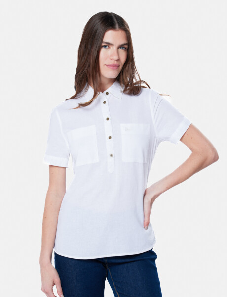 CAMISA DE LINO MEDIO BOTÓN Blanco