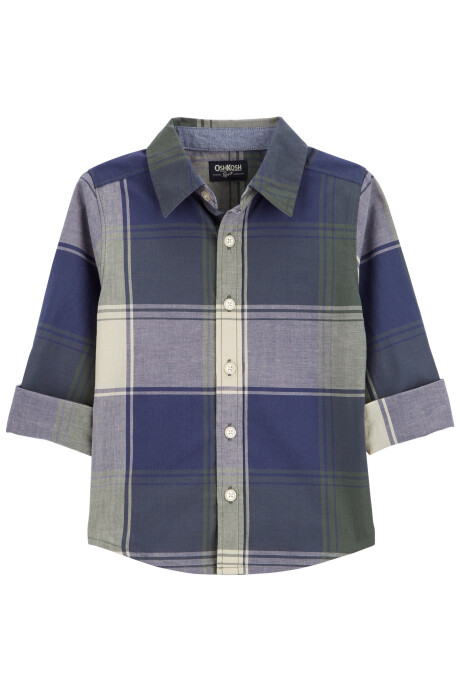 Camisa de algodón mangas ajustables y diseño a cuadros. Talles 2-5T Sin color