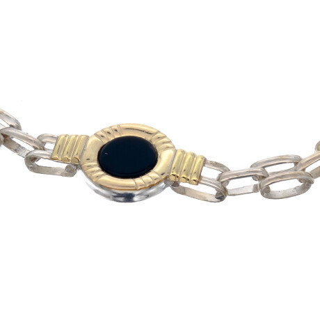Pulsera de plata 925, double en oro 18 ktes y ónix. Pulsera de plata 925, double en oro 18 ktes y ónix.