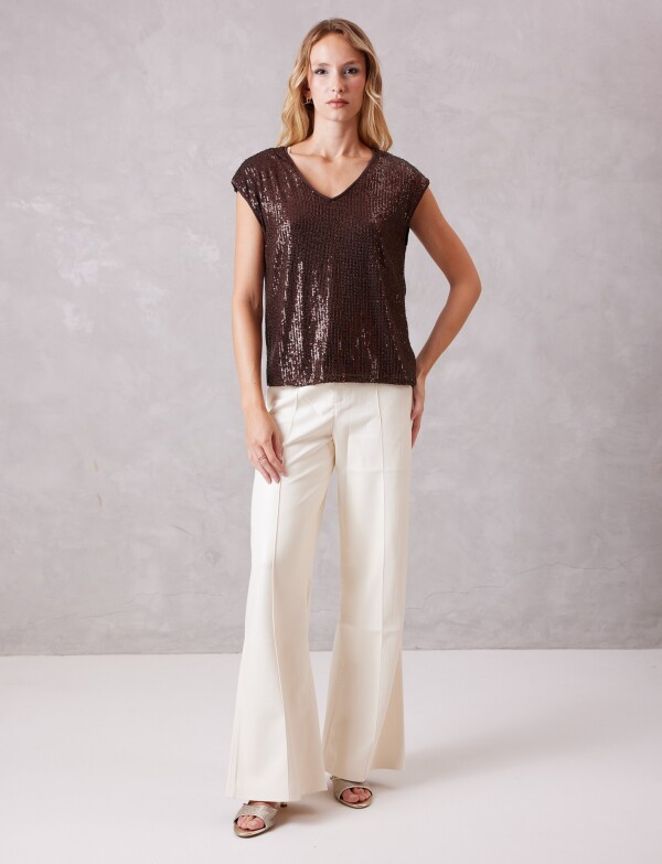 Blusa Lentejuelas MARRON