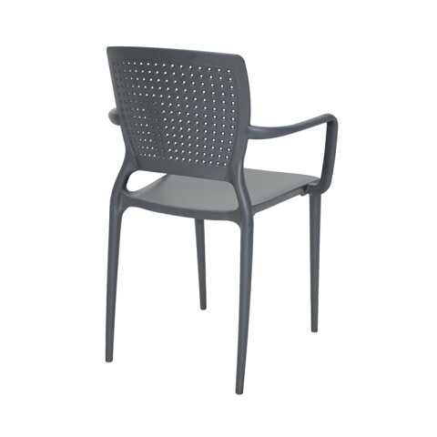 Silla grafito SAFIRA respaldo calado c/ posabrazos -TRAMONTINA TD0592