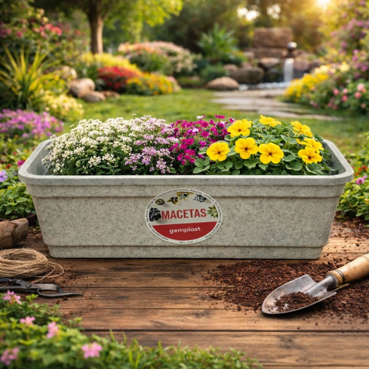 MACETA JARDINERA 25CM GRIS 