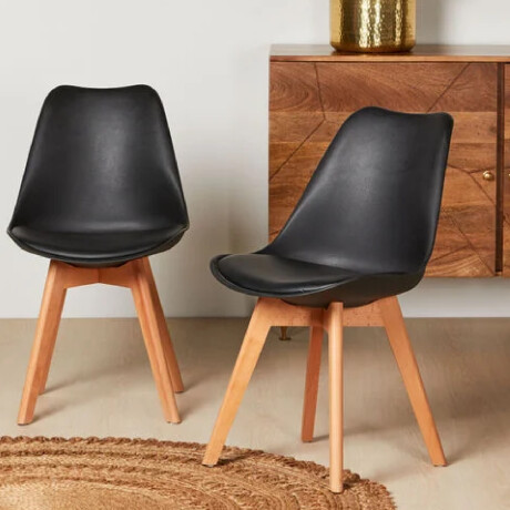 SILLA DE COMEDOR EAMES ACOLCHONADA Silla Eames Negra con Asiento Acolchado
