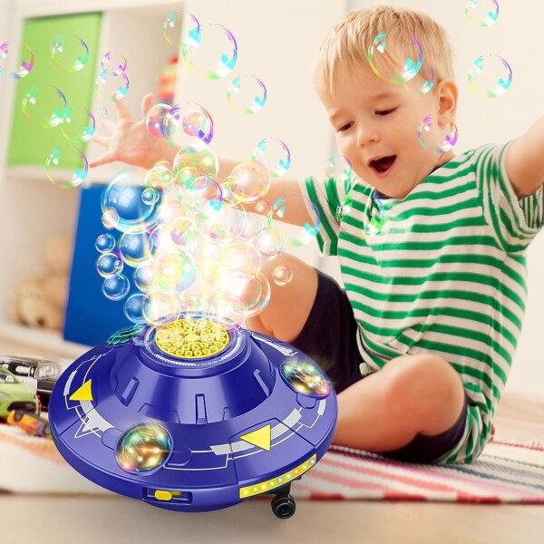 Burbujero Giratorio Automatico Con Luces Burbujas Recargable Variante Color Violeta