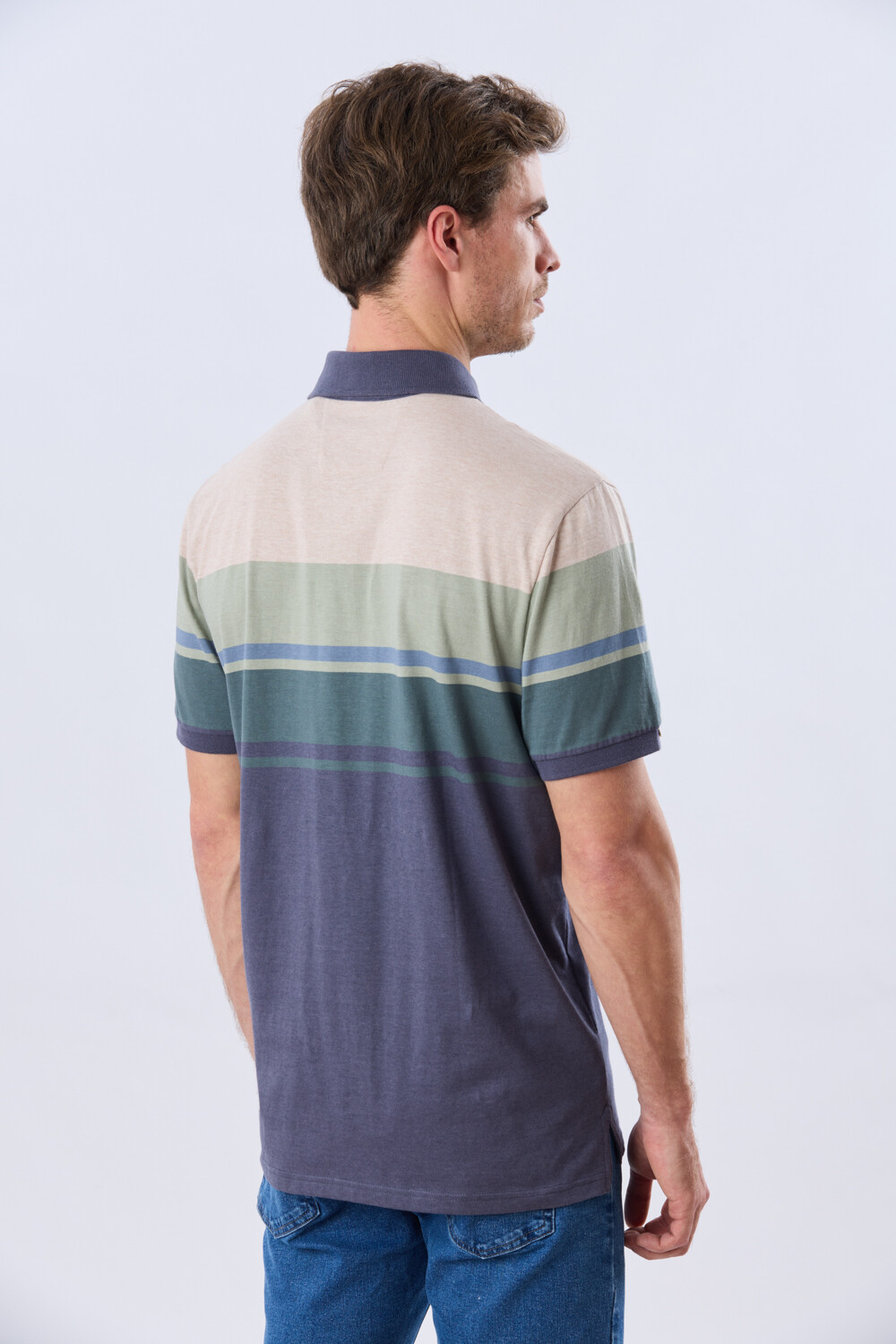 REMERA POLO RAYADA JERSEY Beige
