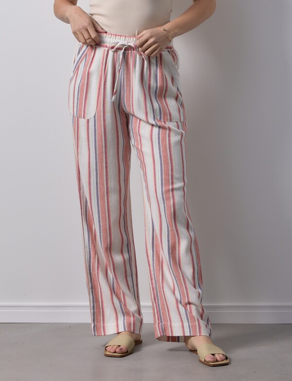 Pantalon Lino MULTI/CORAL