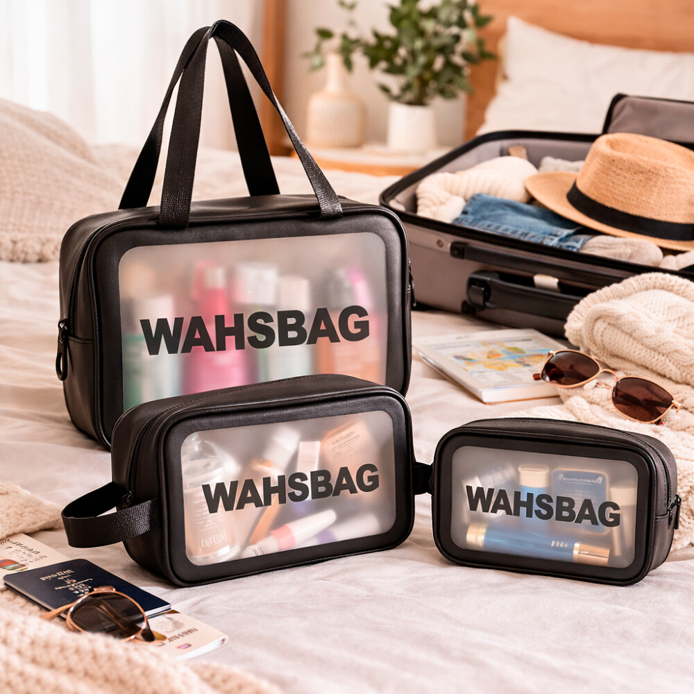 Estuche Neceser Washbag 3 Piezas Negro