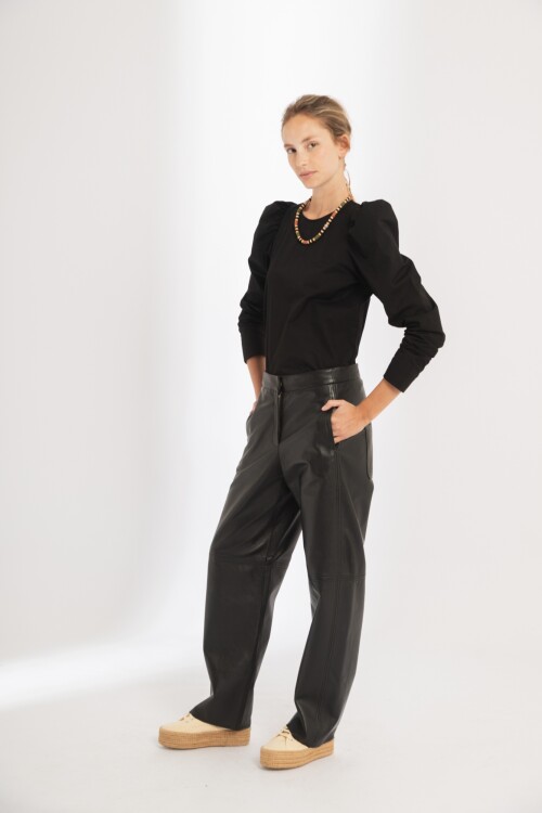Pantalón Avery en Cuero Negro