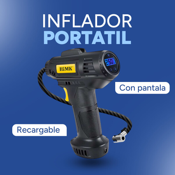 Inflador Portátil Compresor De Aire Batería Display Luz Led Color Negro