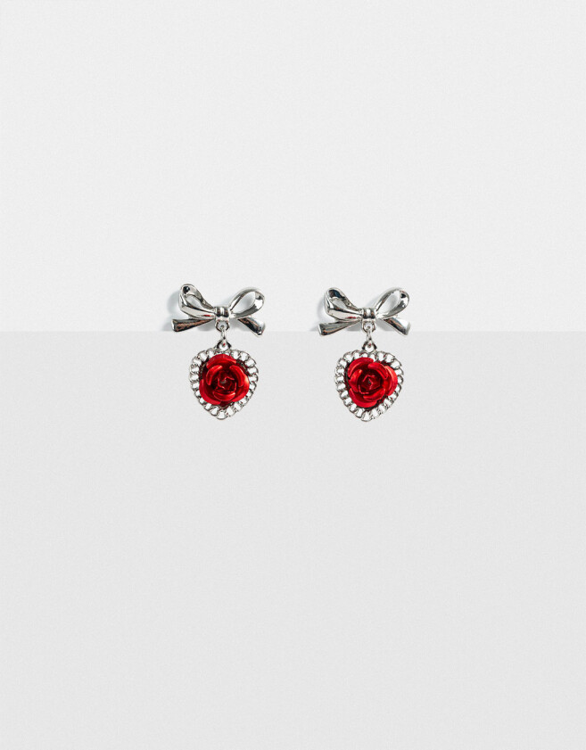 Aros Colgantes Cortos Con corazón Aros Colgantes Cortos Con Corazón - Plateado Antique Silver