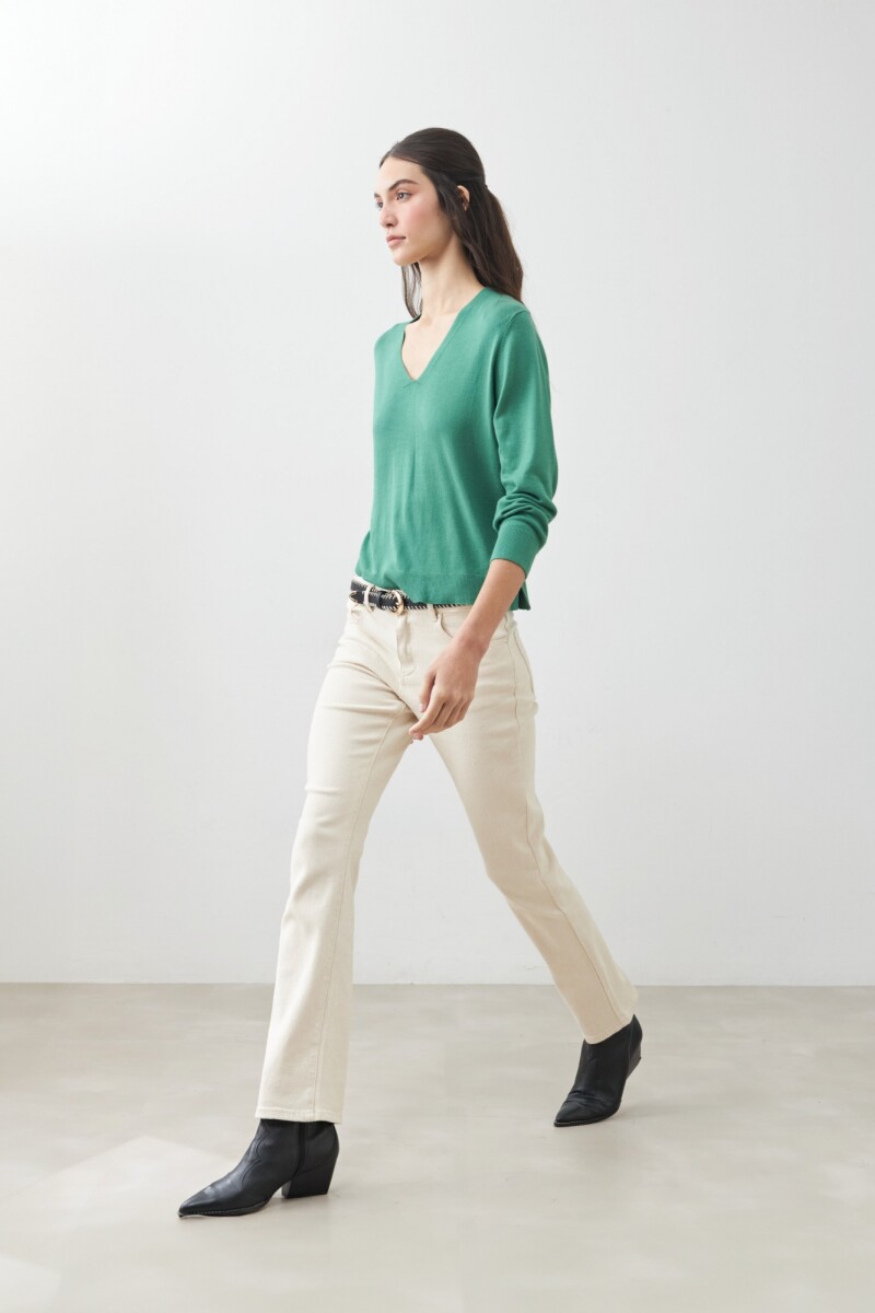 Sweater escote V verde
