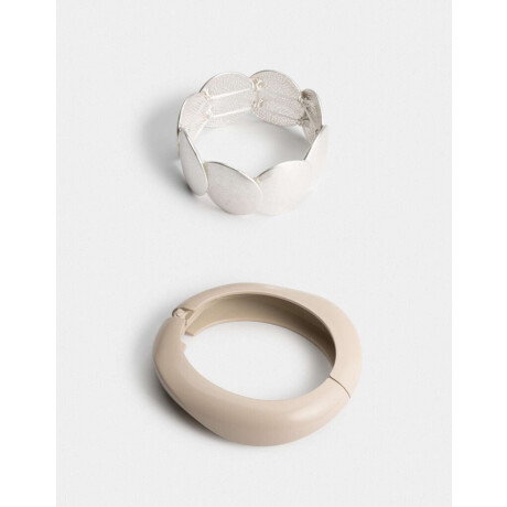 Pulseras Elásticas Sets Metal Plateado Plata Cepillada Mate