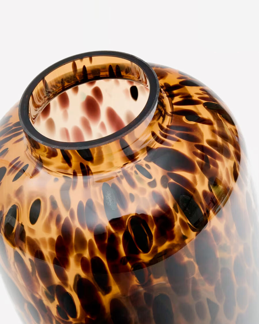 Jarrón Panth de vidrio marrón 30 cm
