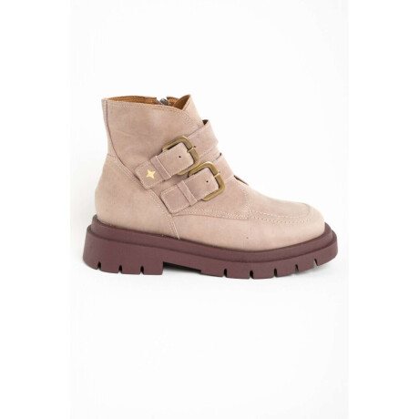 Bota Cuero Hebillas Rosa Viejo