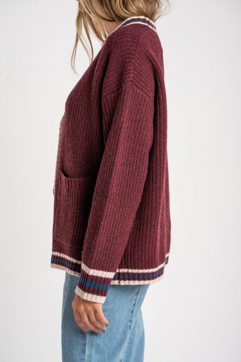 Cardigan Lana Multi Rojo