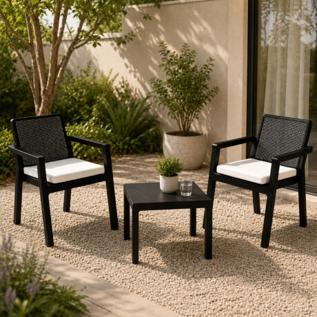 Juego jardín Prestij 2 Sillones + Mesa NEGRO