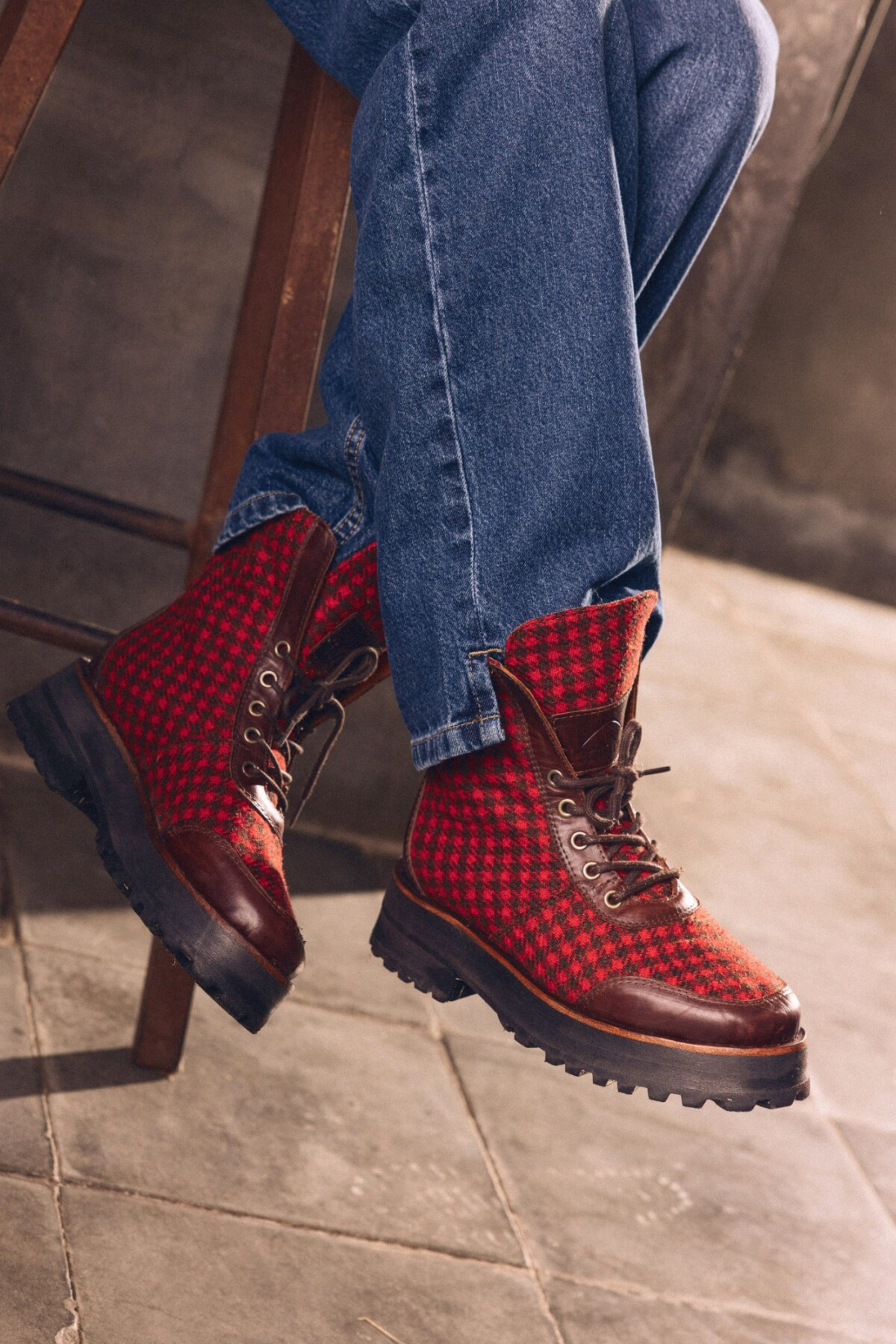 Tweed Boots Rojo