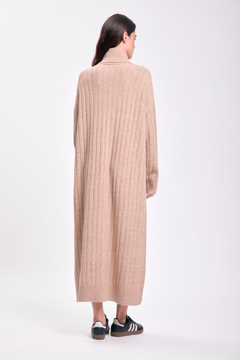Vestido punto canalé Beige