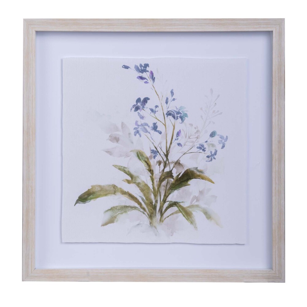 CUADRO LIENZO-Y-MDF CELESTE FLOWERS I