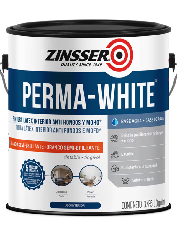 ZINSSER PERMA-WHITE SEMI MATE - 3.78LTS N/A