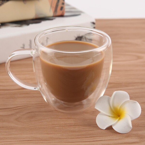 Taza De Vidrio Doble Pared Aislamiento C/ Asa Té Café 250ml Taza De Vidrio Doble Pared Aislamiento C/ Asa Té Café 250ml