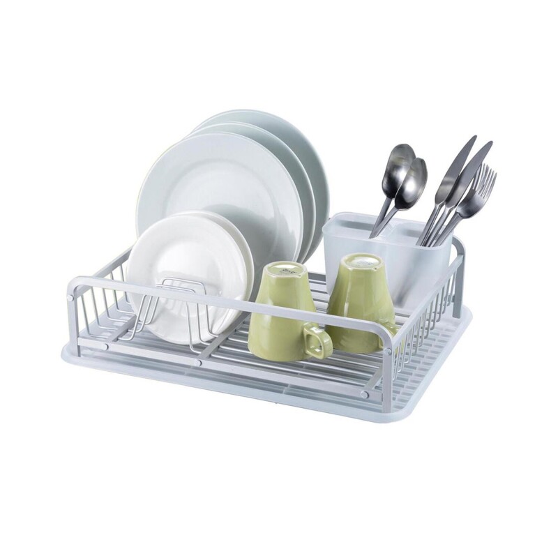 Escurridor de platos en aluminio con bandeja Selecta Blanco