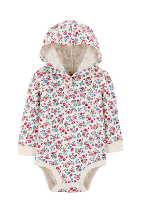 Body Con Capucha Flores Sin color