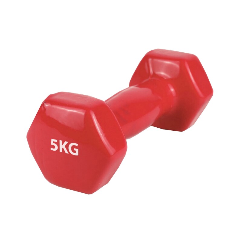 Mancuerna Individual para Aeróbica Lumax Forrada en Goma 5Kg Roja
