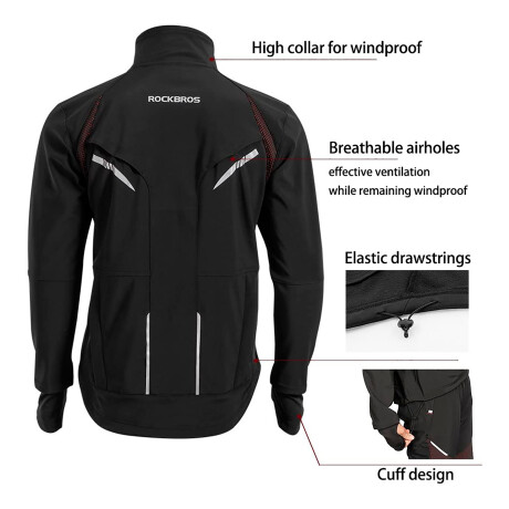 Campera Rockbros Impermeable YPW001R Cintas Reflectivas NEGRO
