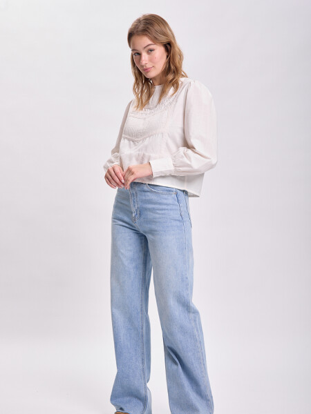 Pantalón jean wide leg Azul Claro