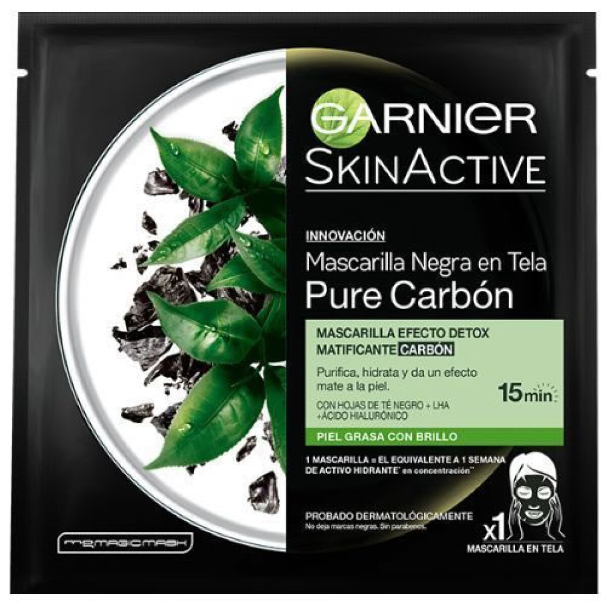 Garnier Máscara de Tela Puro Carbón – Limpieza Profunda Facial 