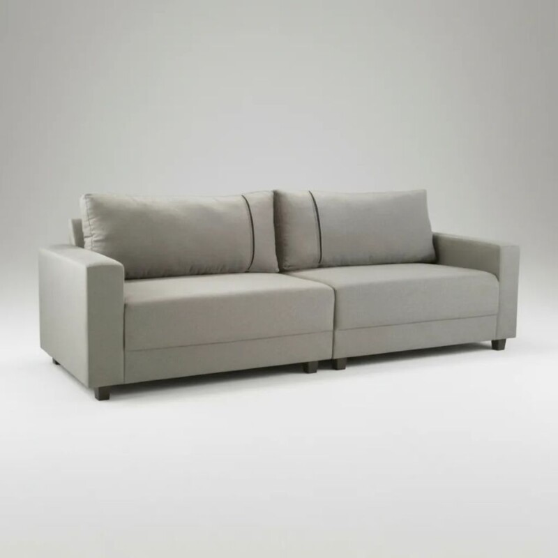 SOFA 4 CUERPOS - TAPIZADO EN TELA GRIS CLARO CON PUNTOS NEGRO Y CRUDOS SOFA 4 CUERPOS - TAPIZADO EN TELA GRIS CLARO CON PUNTOS NEGRO Y CRUDOS