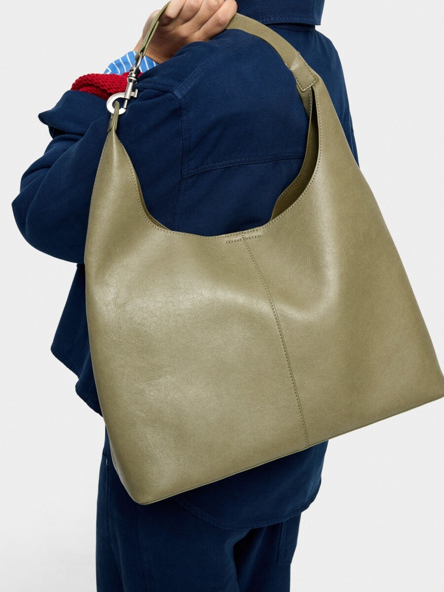 Bolso Liso Estilo Hobo caqui