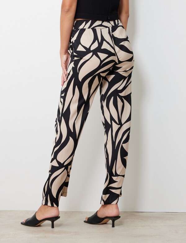 Pantalon Print NEGRO/BEIGE