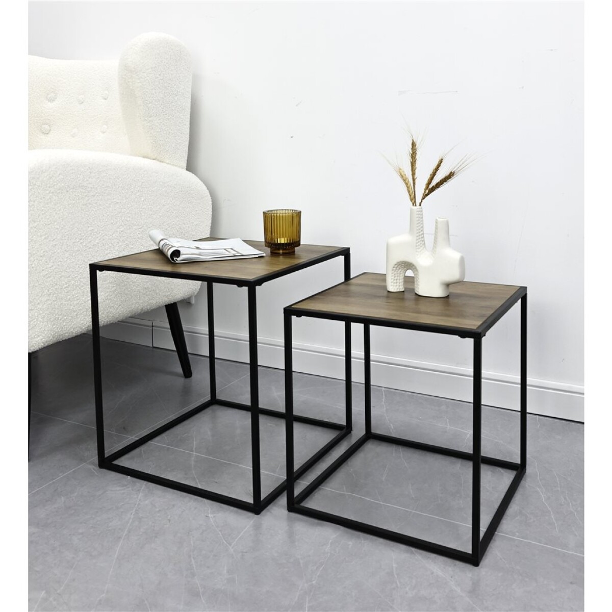 SET 2 MESAS AUX 37X37X40.5/33X33X35.5CM MADERA 