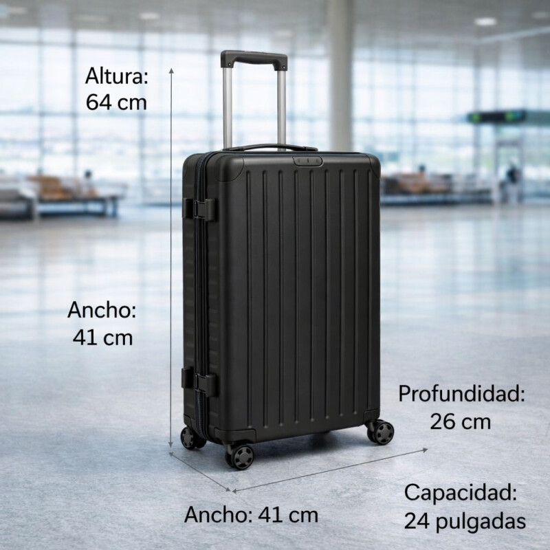 Valija Rígida de Policarbonato con Ruedas 24' Negro
