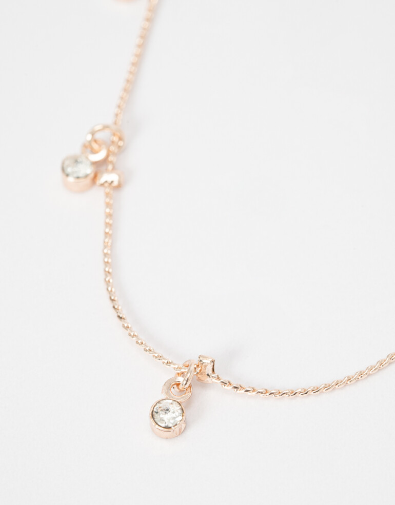 Collares Cortos Strass Collar Corto Con Strass - Dorado Oro Rosa