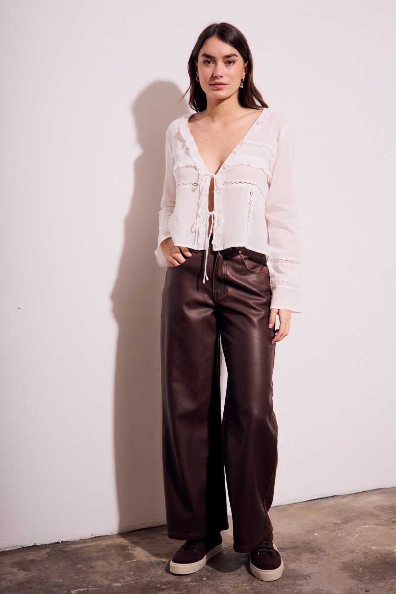 Blusa Encajes Algodón Nácar