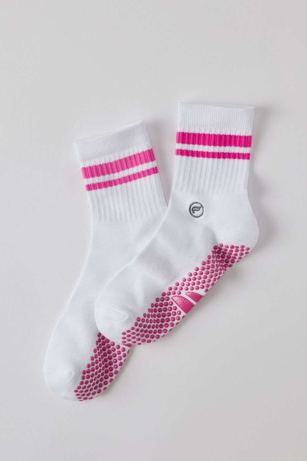 Medias The Powerhouse Quarter Crew Grip Sock Hombre Classic White/Pink Crush Str