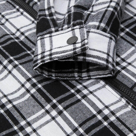 Campera Camisa Leñadora Cangurito Capucha Con Cierre Blanco