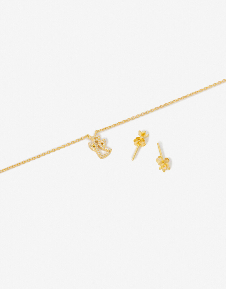 Bijouterie Set Exclusive Edition Set Aros Pasantes Y Cadena Plata 925 - Dorado