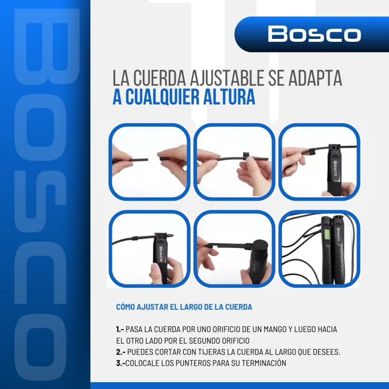 Cuerda Saltar Con Contador Digital Bosco Cardio Crossfit Gym Negro