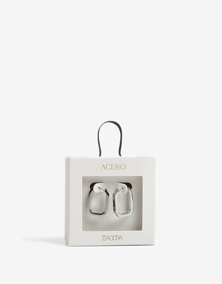 Aros Argollas Strass Argollas Acero Con Cubic - Plateado