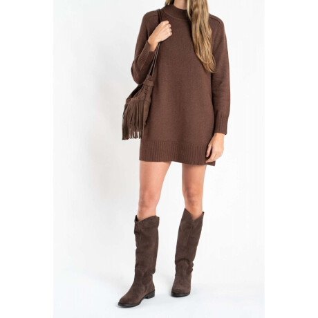Vestido Polera Tejido Chocolate